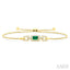 Emerald Shape Gemstone & Diamond Lariat Bracelet