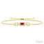 Emerald Shape Gemstone & Diamond Lariat Bracelet