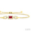 Emerald Shape Gemstone & Diamond Lariat Bracelet