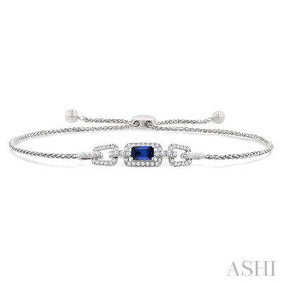 Emerald Shape Gemstone & Diamond Lariat Bracelet