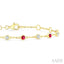 Bezel Gemstone & Diamond Station Chain Bracelet