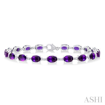 Oval Shape Gemstone & Diamond Bracelet