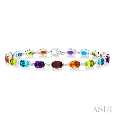 Oval Shape Gemstone & Diamond Bracelet