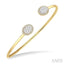 Stackable Oval Shape Halo Lovebright Essential Diamond Open Cuff Bangle