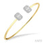 Stackable Emerald Shape Halo Fusion Diamond Open Cuff Bangle