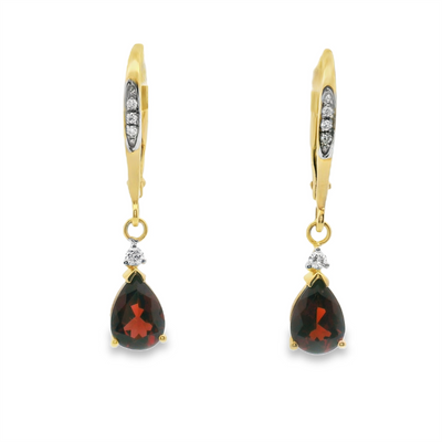 Garnet & Diamond Leverback Earrings