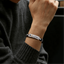 Garnet Sterling Silver & Leather Men's Bracelet