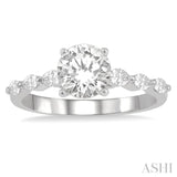 3/8 ctw Round Shape Marquise Cut Semi-Mount Engagement Ring in 14K White Gold
