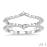 1/3 Ctw Chevron Baguette and Round Cut Diamond Insert Ring in 14K White Gold