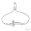 Silver Sideway Cross Diamond Lariat Fashion Bracelet