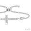 Silver Sideway Cross Diamond Lariat Fashion Bracelet