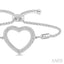 Silver Heart Shape Diamond Lariat Bracelet