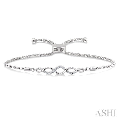 Silver Swirl Diamond Lariat Bracelet