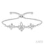 Silver Fleur De Lis Diamond Lariat Bracelet