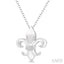 Silver Fleur De Lis Diamond Pendant