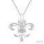 Silver Fleur De Lis Diamond Pendant