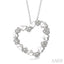 Silver Puffed Heart Shape Diamond Pendant