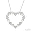 Silver Puffed Heart Shape Diamond Pendant