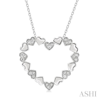 Silver Puffed Heart Shape Diamond Pendant