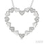 Silver Puffed Heart Shape Diamond Pendant