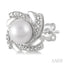 Silver Pearl Swirl Diamond Earrings