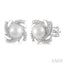Silver Pearl Swirl Diamond Earrings