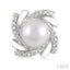 Silver Pearl Swirl Diamond Earrings