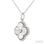 Silver Clover Fluted Medallion Petite Diamond Fashion Pendant
