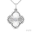 Silver Clover Fluted Medallion Petite Diamond Fashion Pendant