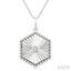 Silver Hexagon Shape Fluted Medallion Diamond Pendant