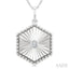 Silver Hexagon Shape Fluted Medallion Diamond Pendant