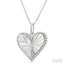 Silver Heart Shape Fluted Medallion Diamond Pendant