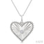 Silver Heart Shape Fluted Medallion Diamond Pendant