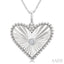 Silver Heart Shape Fluted Medallion Diamond Pendant