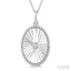 Silver Oval Shape Fluted Medallion Diamond Pendant
