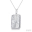 Silver Rectangular Shape Fluted Medallion Diamond Pendant