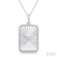 Silver Rectangular Shape Fluted Medallion Diamond Pendant