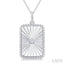 Silver Rectangular Shape Fluted Medallion Diamond Pendant