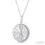 Silver Circle Shape Fluted Medallion Diamond Pendant