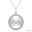 Silver Circle Shape Fluted Medallion Diamond Pendant