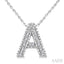 Silver Bubble 'A' Initial Diamond Pendant