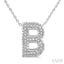 Silver Bubble 'B' Initial Diamond Pendant