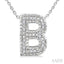 Silver Bubble 'B' Initial Diamond Pendant