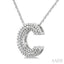 Silver Bubble 'C' Initial Diamond Pendant