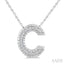 Silver Bubble 'C' Initial Diamond Pendant