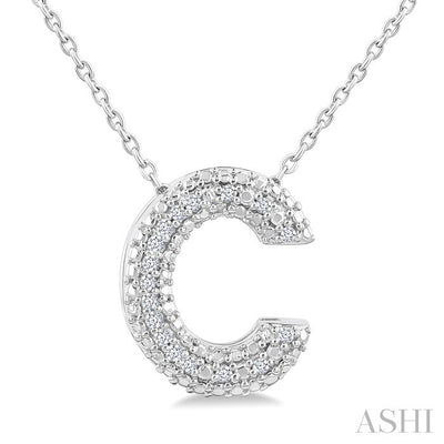 Silver Bubble 'C' Initial Diamond Pendant