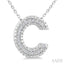 Silver Bubble 'C' Initial Diamond Pendant