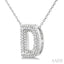 Silver Bubble 'D' Initial Diamond Pendant