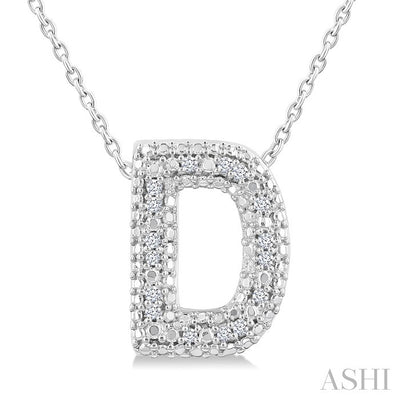Silver Bubble 'D' Initial Diamond Pendant