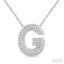 Silver Bubble 'G' Initial Diamond Pendant